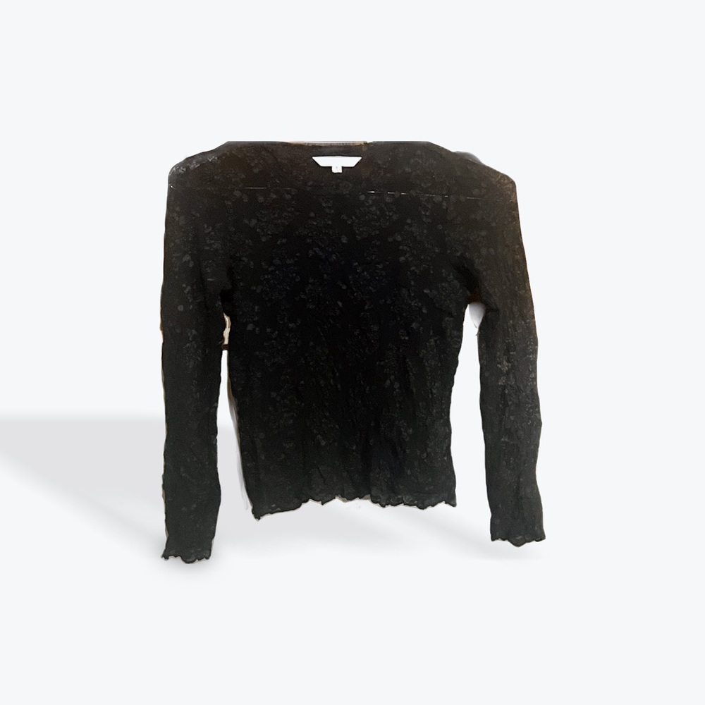 CAbi Black Sheer Lace Top